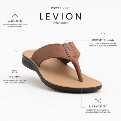 Boris Heren Slippers Leer met Voetboog Ondersteuning - Flip Flops