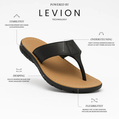 Boris Heren Slippers Leer met Voetboog Ondersteuning - Flip Flops