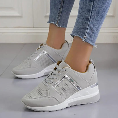 Noor Vegan Leren Sneakers met Sleehak - Sneakers Dames