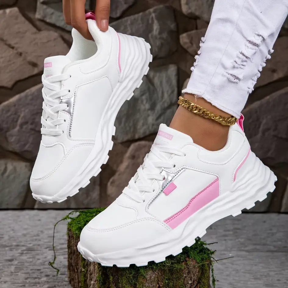 Sofia Dames Sneakers met Voetbed – Leren Schoenen met Chunky Zool