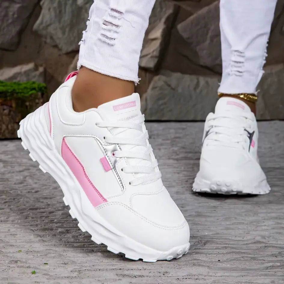 Sofia Dames Sneakers met Voetbed – Leren Schoenen met Chunky Zool