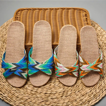 Sol Ibiza Stijl Slippers Dames - Hennep Slippers met Kruisband